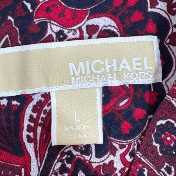 Michael Michael Kors Paisley Ruffled Button Front Blouse Red Blue Large - Picture 10 of 12